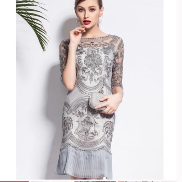 gray floral dress